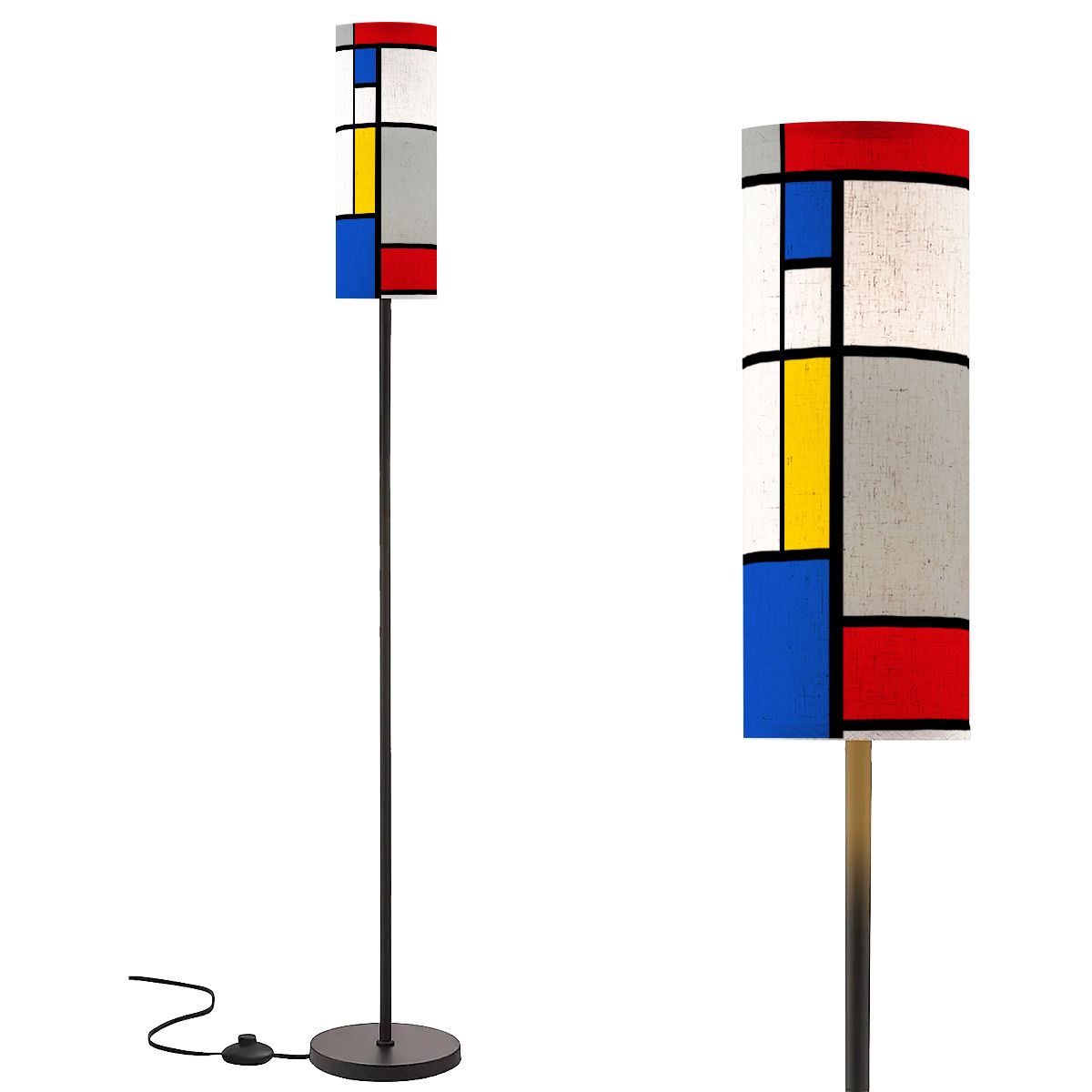 Retro MCM Mondrian Inspired Abstract Art Floor Lamp