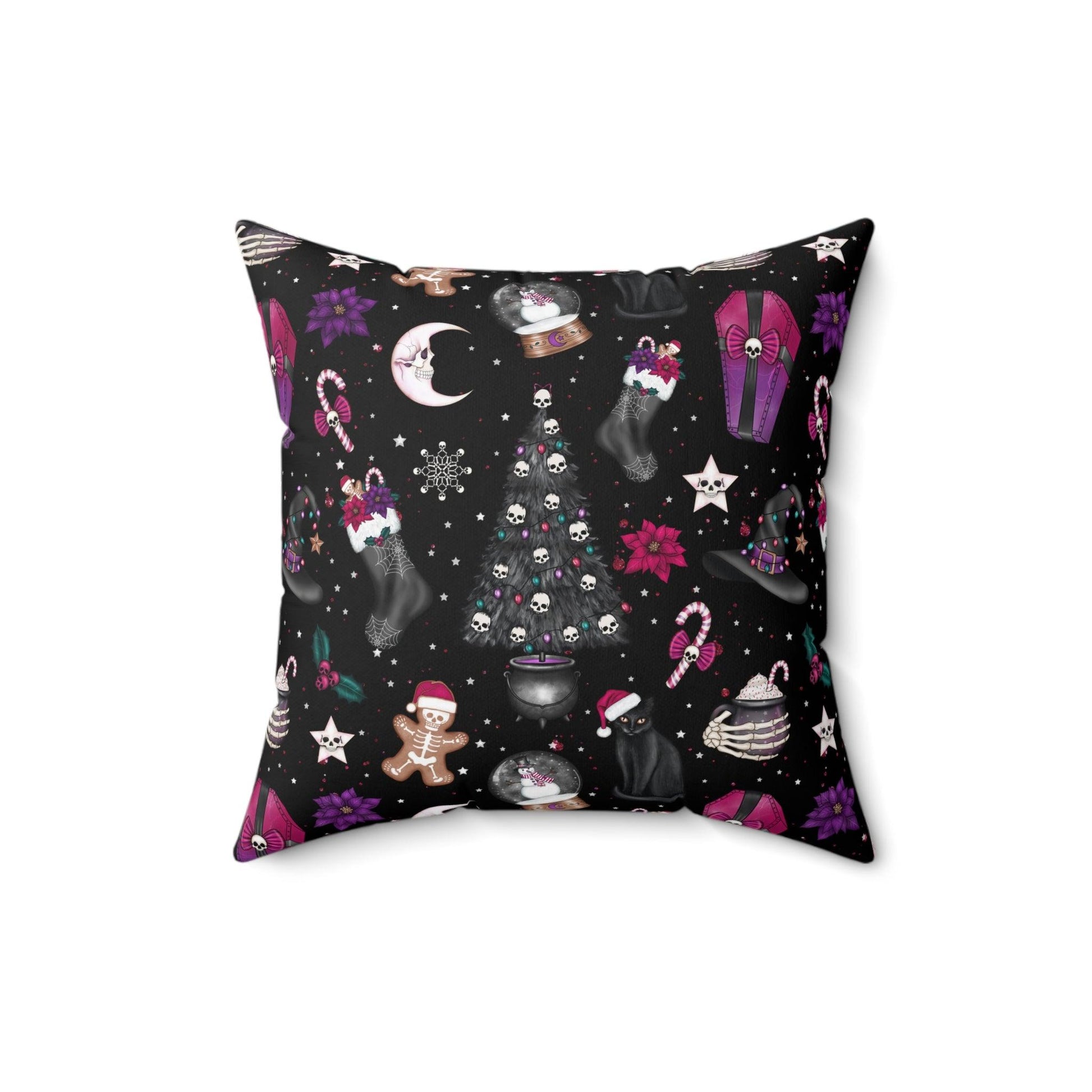 Goth Christmas, Kitsch Creepmas Scary Creepy Holiday Throw Pillow | lovevisionkarma.com