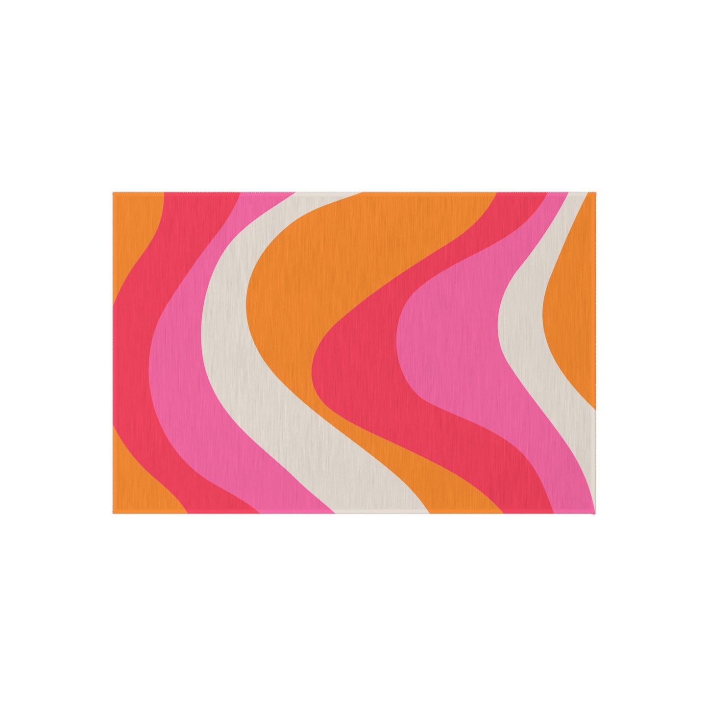 Groovy 60's Retro Mid Century Mod Swirl Pink, Orange & Cream Indoor/Outdoor Anti-Slip Accent Rug