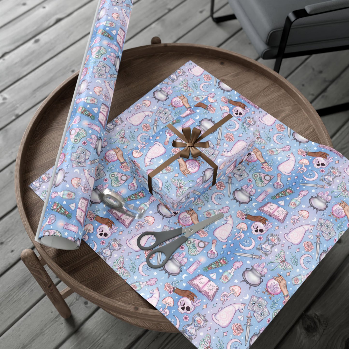 Kawaii Pastel Goth, Witchy Whimsigoth Blue Eco-Friendly Gift Wrap