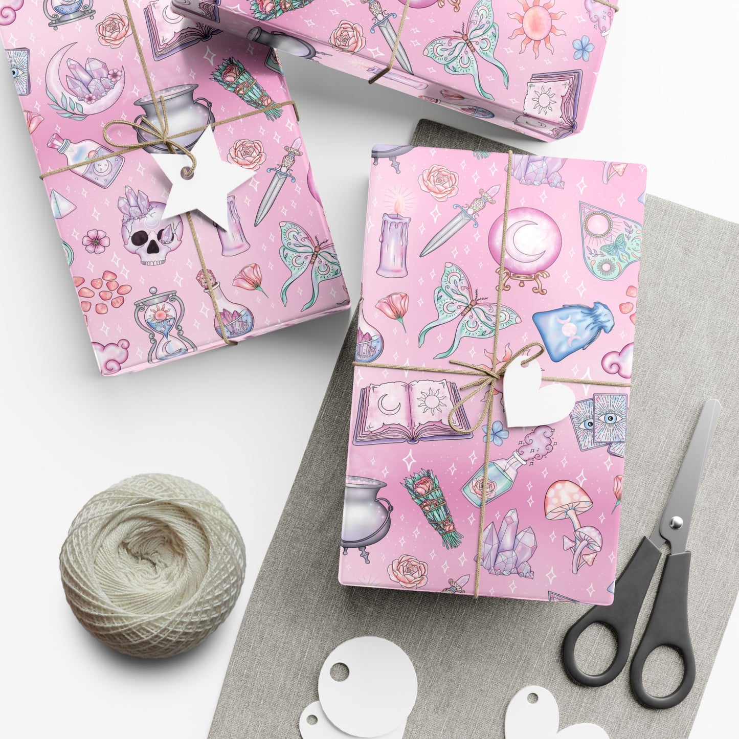 Witchy Pastel Goth Christmas, Kawaii Whimsigoth Pink Eco-Friendly Gift Wrap Paper