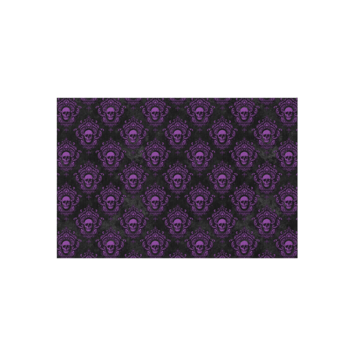 Gothic Purple Skulls, Victorian Glam Goth, Dark Academia Anti-Slip Indoor/Outdoor Accent Rug