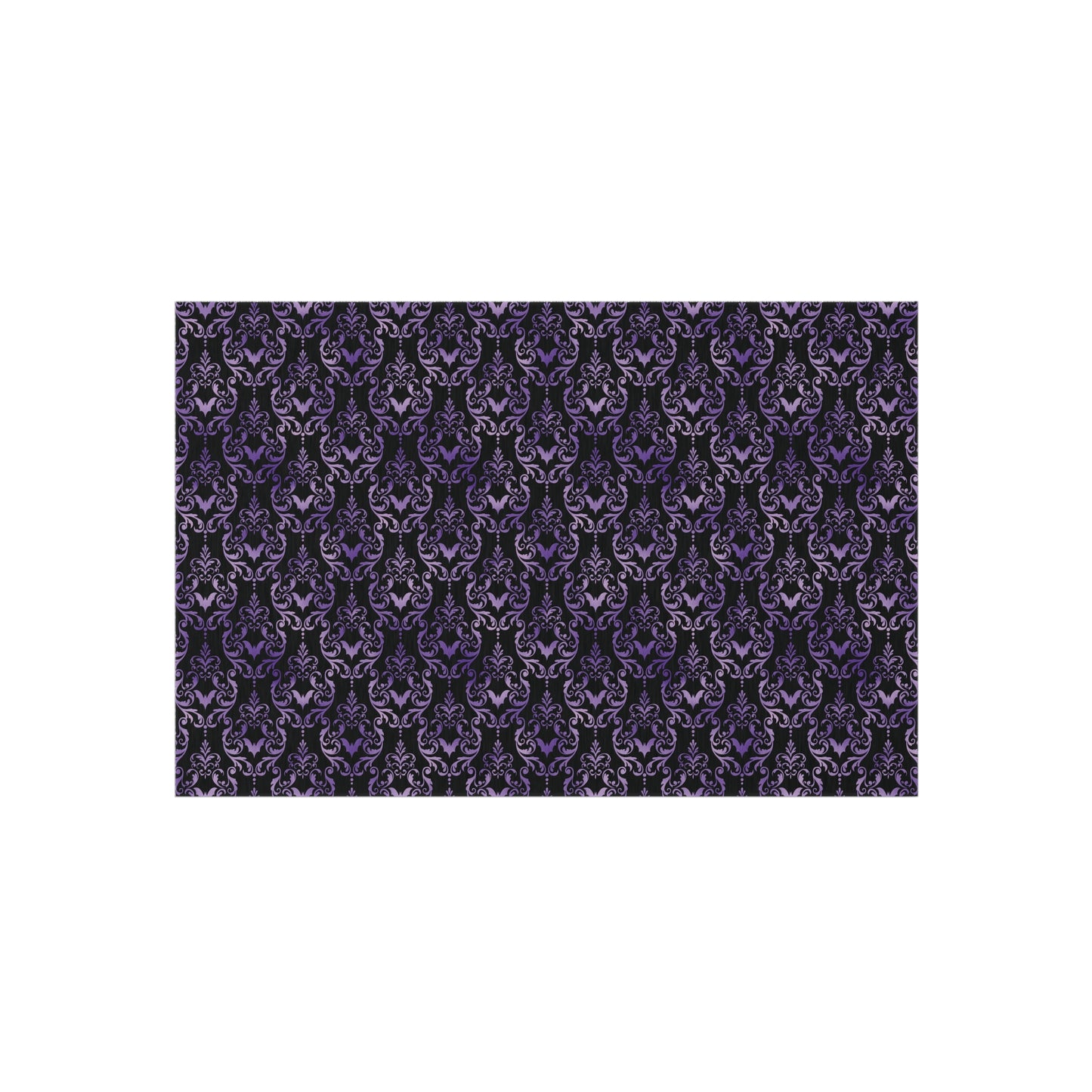 Victorian Goth Inspired Bat Damask Dark Academia Glam Goth Purple & Black Anti-Slip Accent Rug