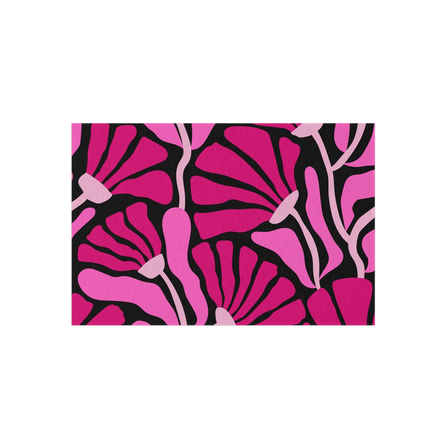 Groovy Abstract Pink Minimalist Retro Mod Flowers Indoor/Outdoor Accent Rug