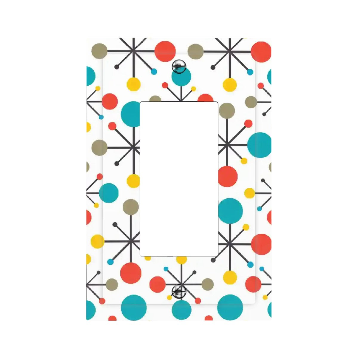 Retro 50's Atomic Burst Mid Century Modern Colorful Rocker Light Switch Cover (1 Gang Wall Plate)