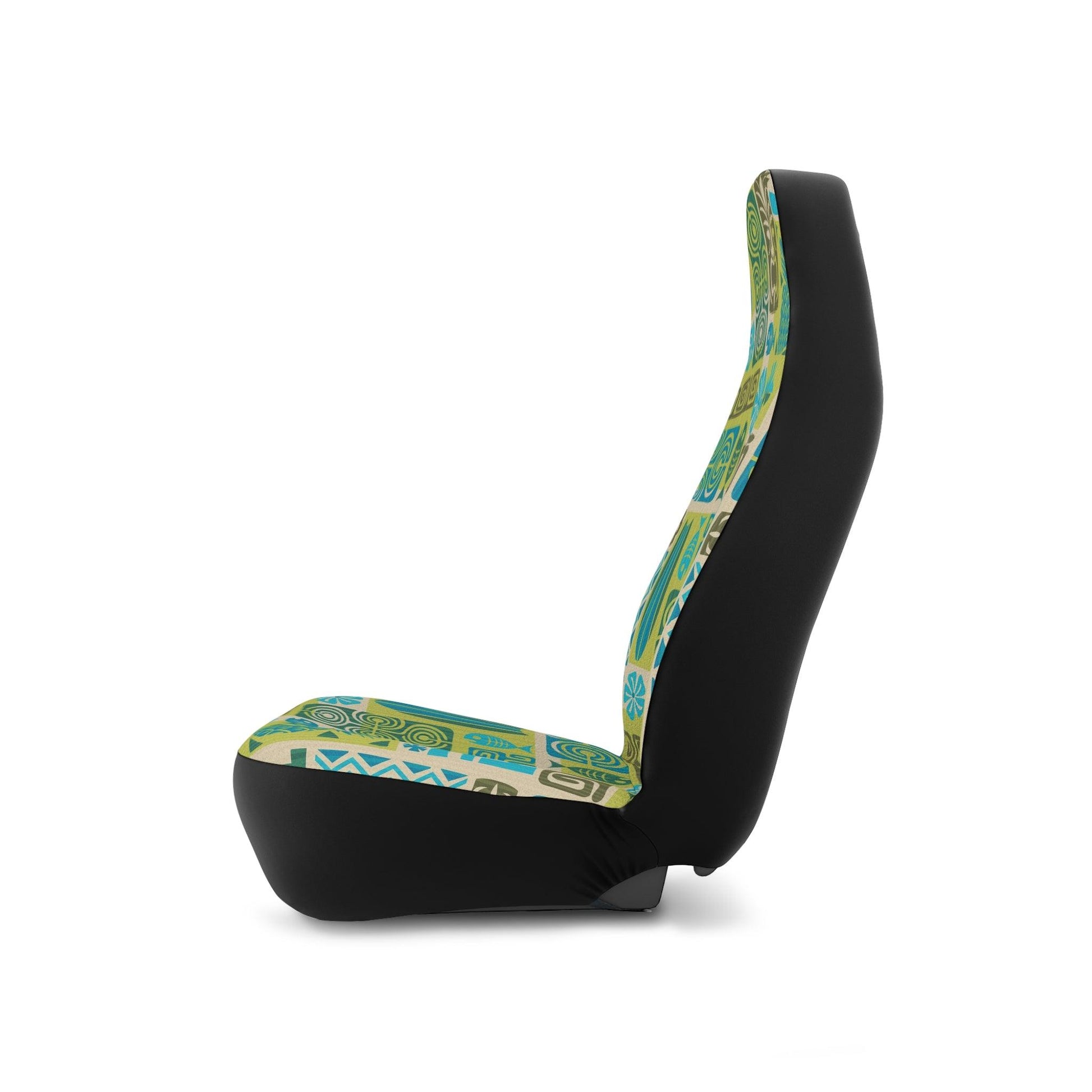 Retro Tiki 60's Mid Century Mod Green and Blue Car Seat Covers | lovevisionkarma.com