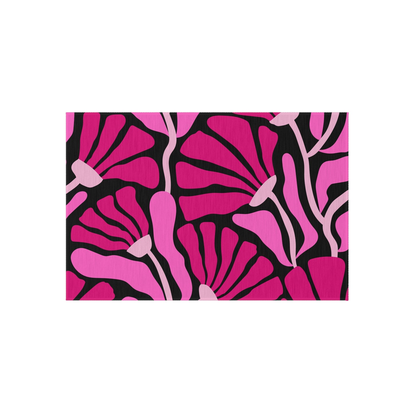 Groovy Abstract Pink Minimalist Retro Mod Flowers Indoor/Outdoor Accent Rug