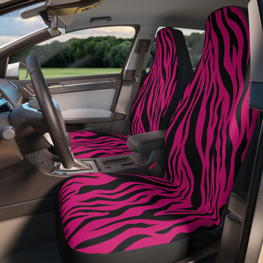 Pink Tiger Stripes Animal Print Car Seat Covers | lovevisionkarma.com