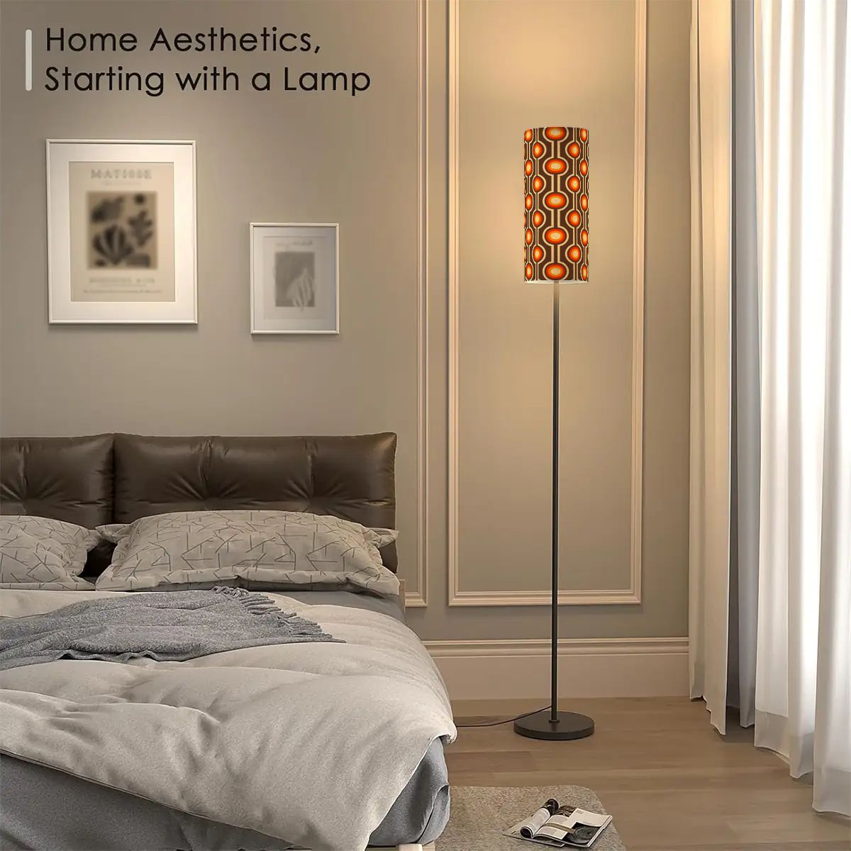 Retro 60s 70s Funky Mid Century Mod Brown & Orange Floor Lamp