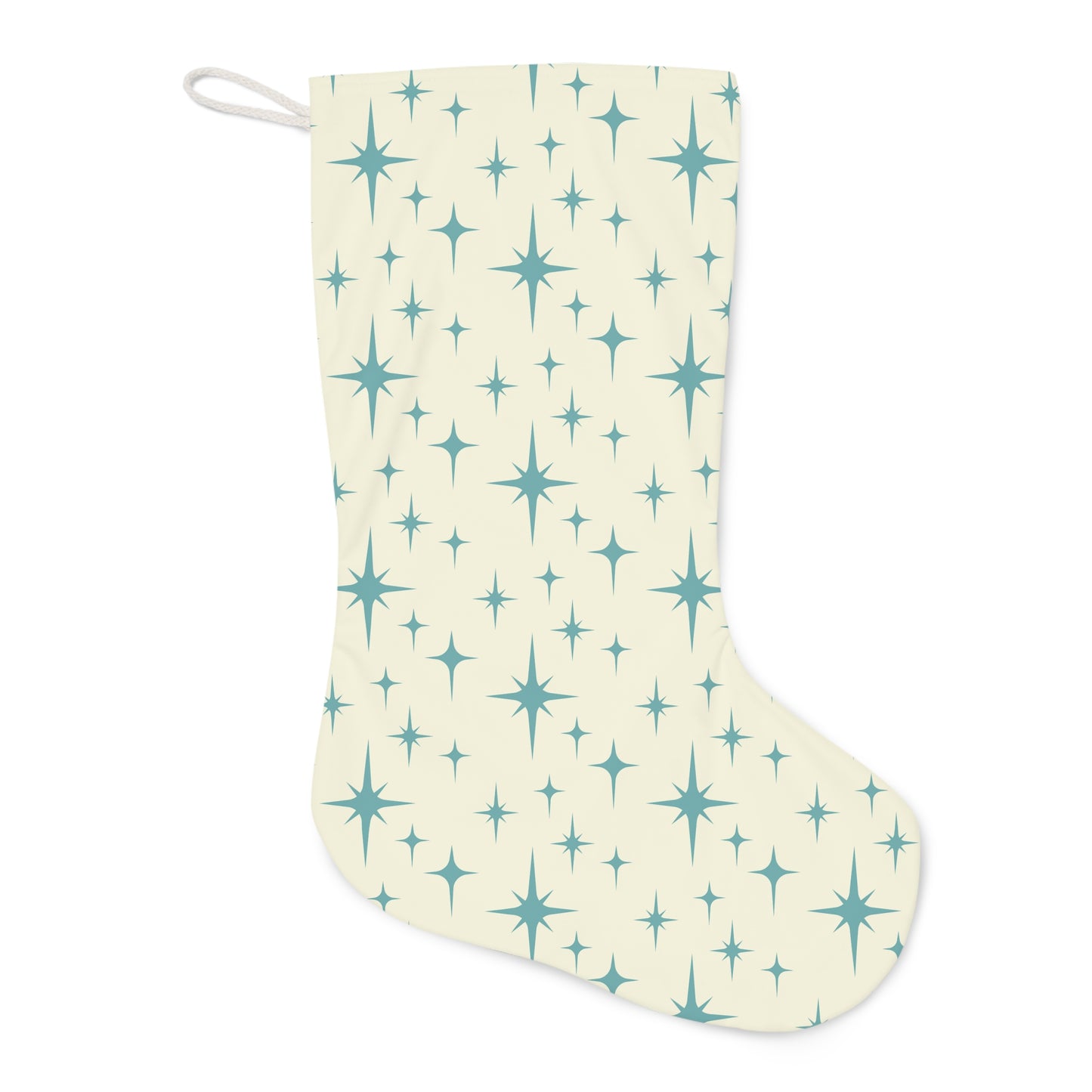 Retro 50s Atomic Starburst Mid Century Mod Cream & Blue Christmas Stocking