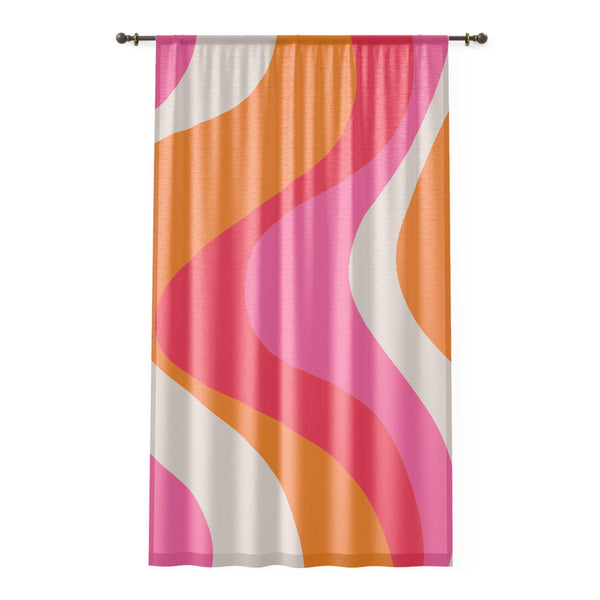 Retro 60s Groovy Hippie Swirl Mid Century Mod Pink & Orange Sheer Window Curtain | lovevisionkarma.com