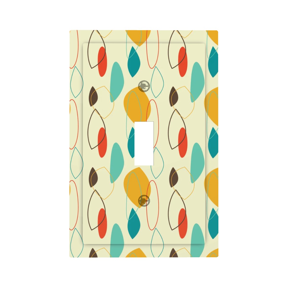 Retro 50s Atomic Abstract Mid Century Modern Multicolor Single Toggle Light Switch Cover (1-Gang Wall Plate)