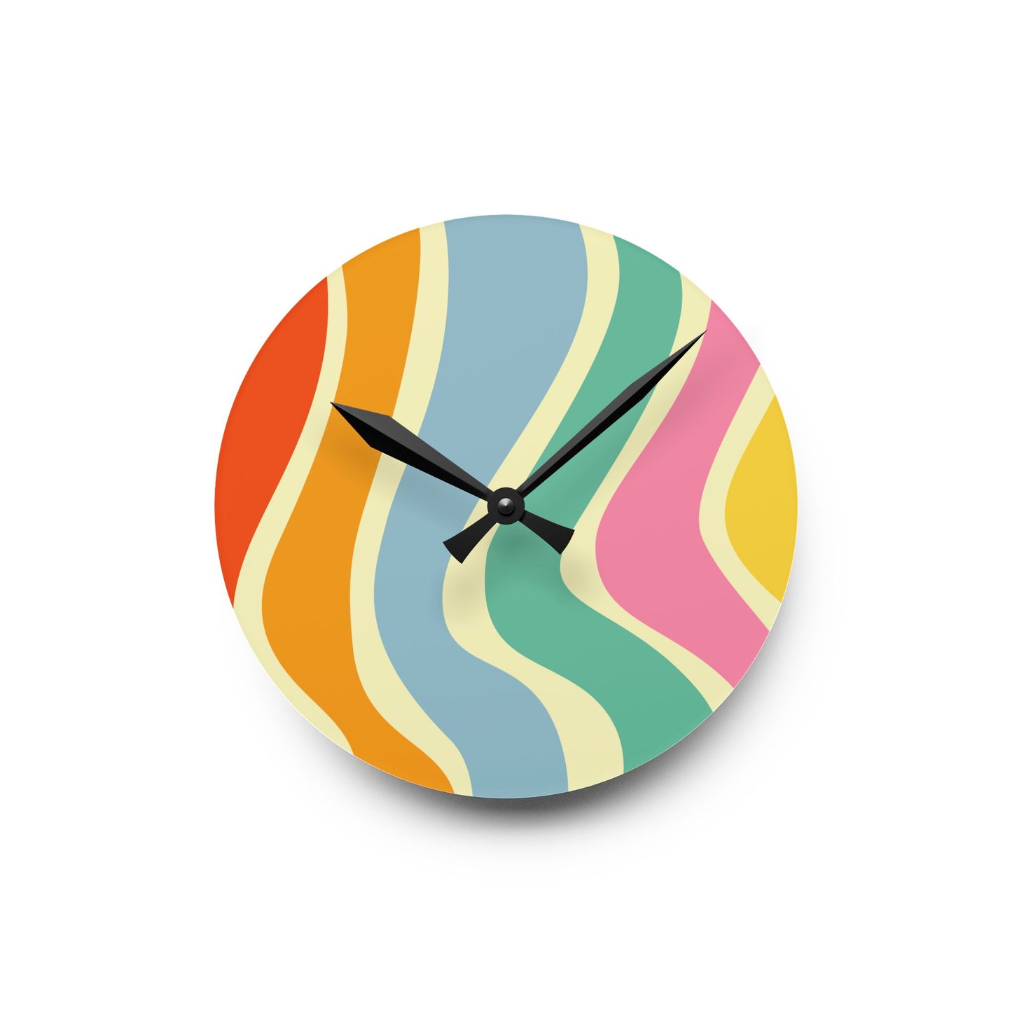 Groovy 60's Hippie Psychedelic Multicolor Mid Century Mod Acrylic Wall Clock