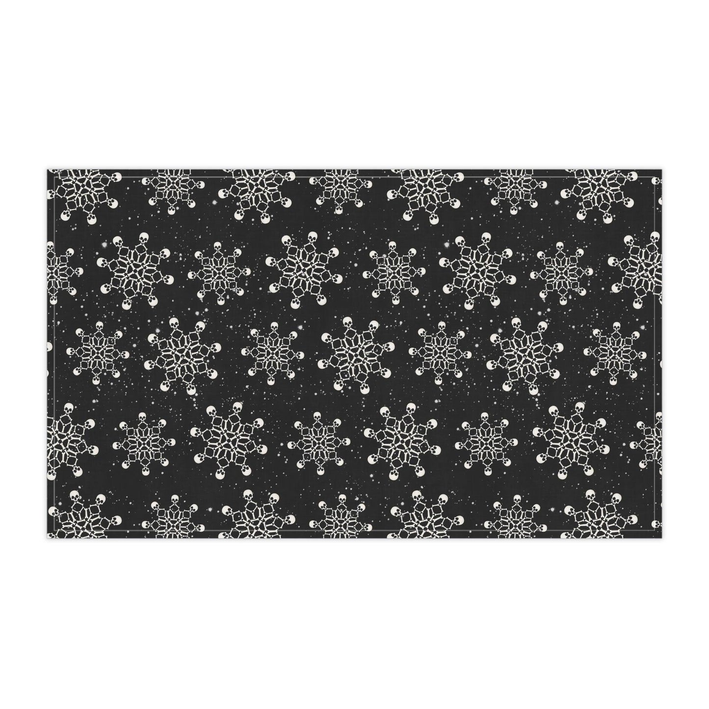 Goth Christmas Skull Snowflakes Creepmas Black Kitchen Tea Towel | lovevisionkarma.com