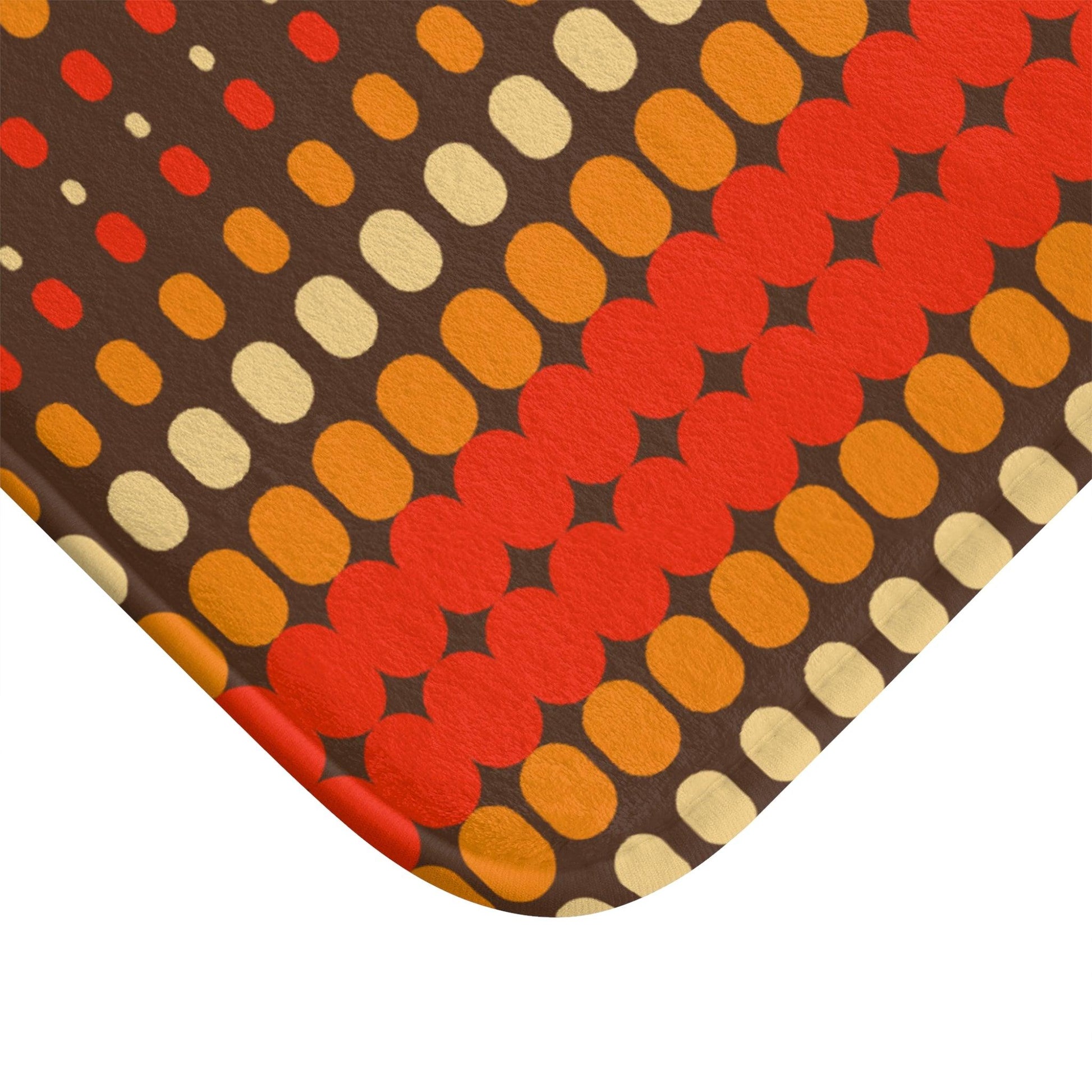 Retro 70s Funky Mid Century Modern Orange and Brown Bath Mat | lovevisionkarma.com