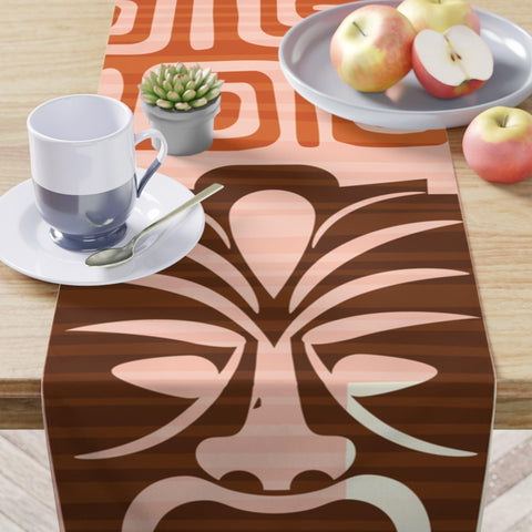 Retro Tiki 60's Mid Century Style Pink and Brown Table Runner | lovevisionkarma.com