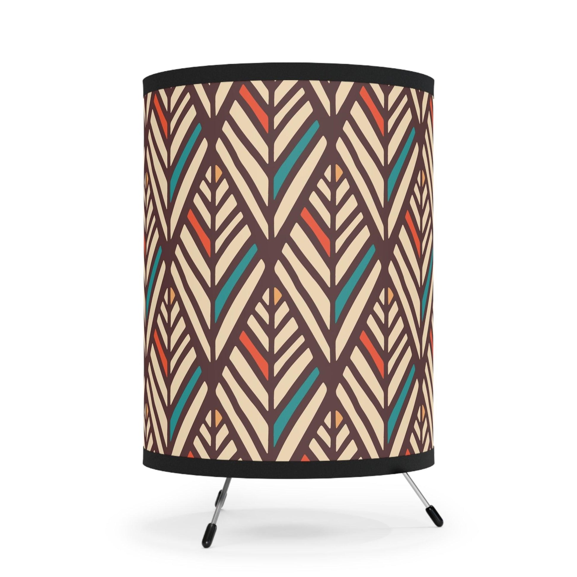 Retro Boho Feather MCM Multicolor Tabletop Tripod Lamp | lovevisionkarma.com