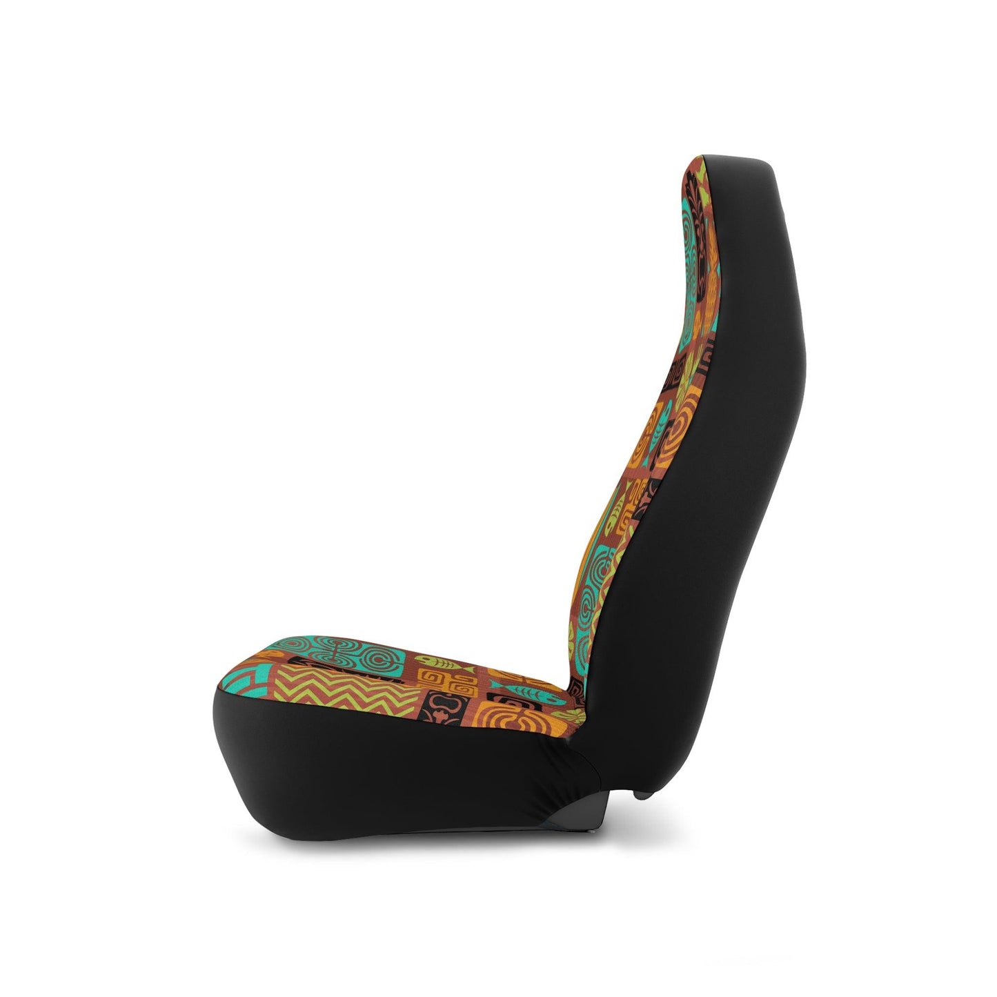 Retro Tiki 60's MCM Brown, Green and Blue Car Seat Covers | lovevisionkarma.com