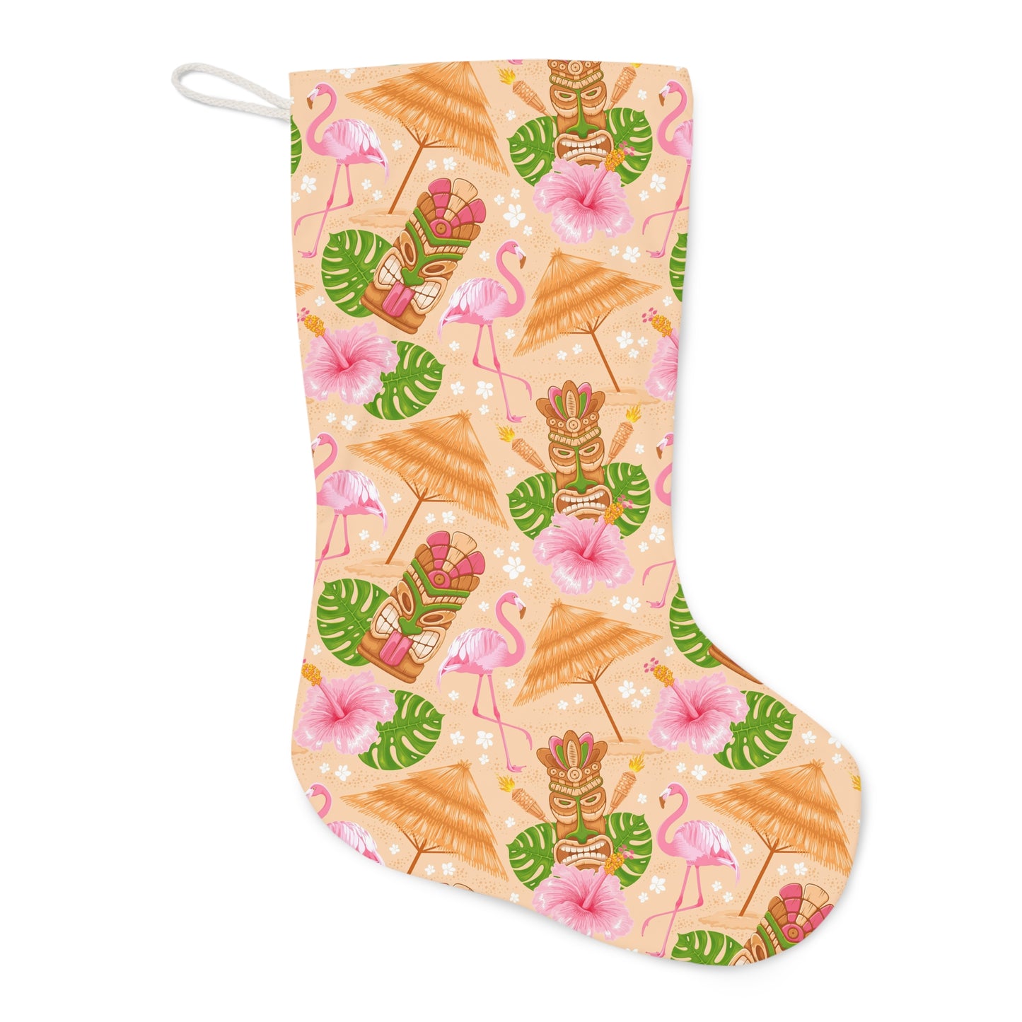 Retro Tiki 60s Flamingo Tropical Mid Century Modern Holiday Stocking