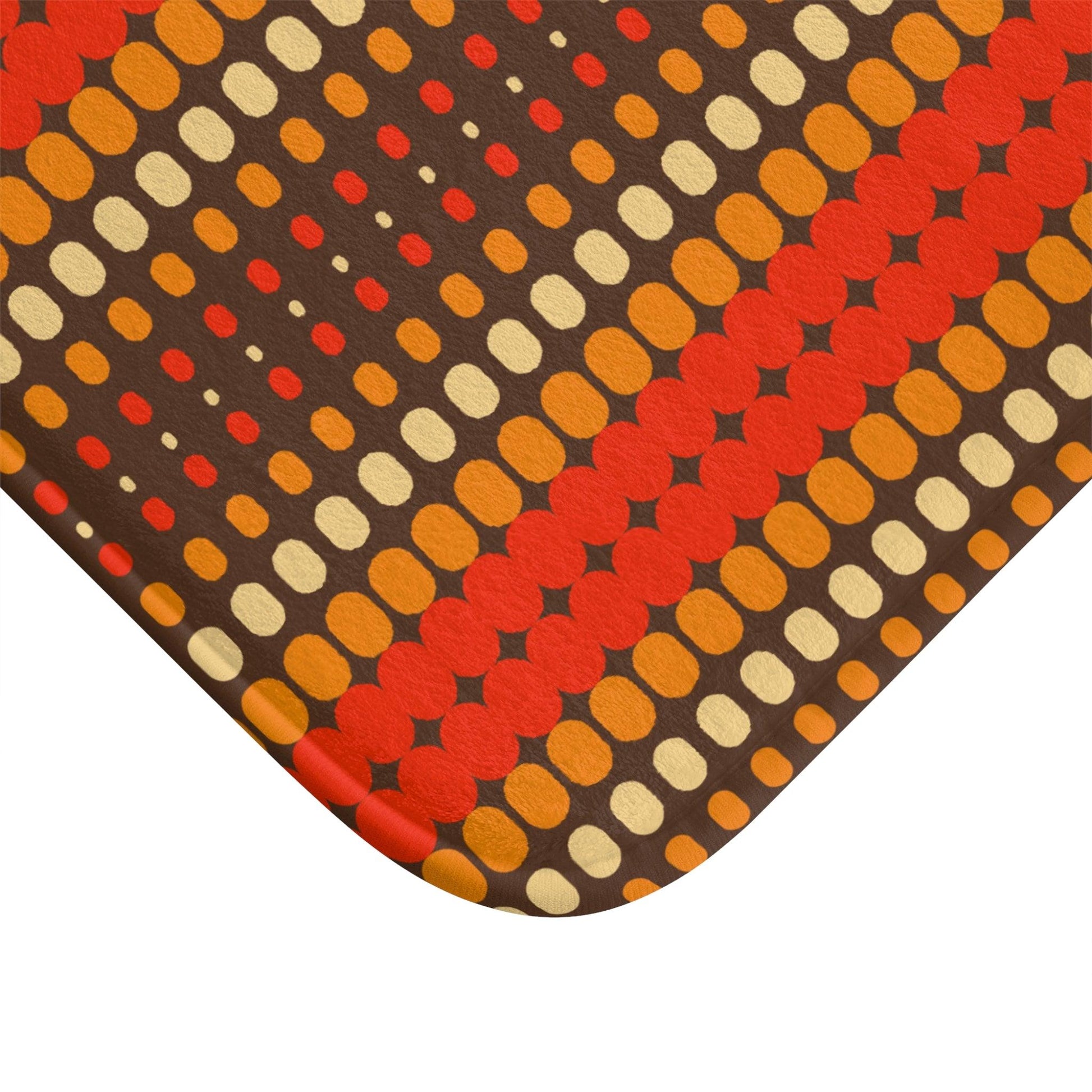 Retro 70s Funky Mid Century Modern Orange and Brown Bath Mat | lovevisionkarma.com