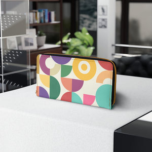 Retro Bauhaus Inspired Abstract MCM Colorful Zipper Wallet