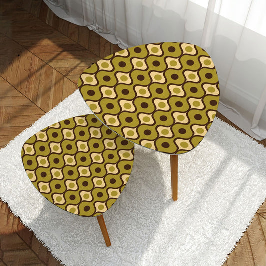 Retro 60s, 70s Geometric Mid Century Mod Green Nesting Accent Tables