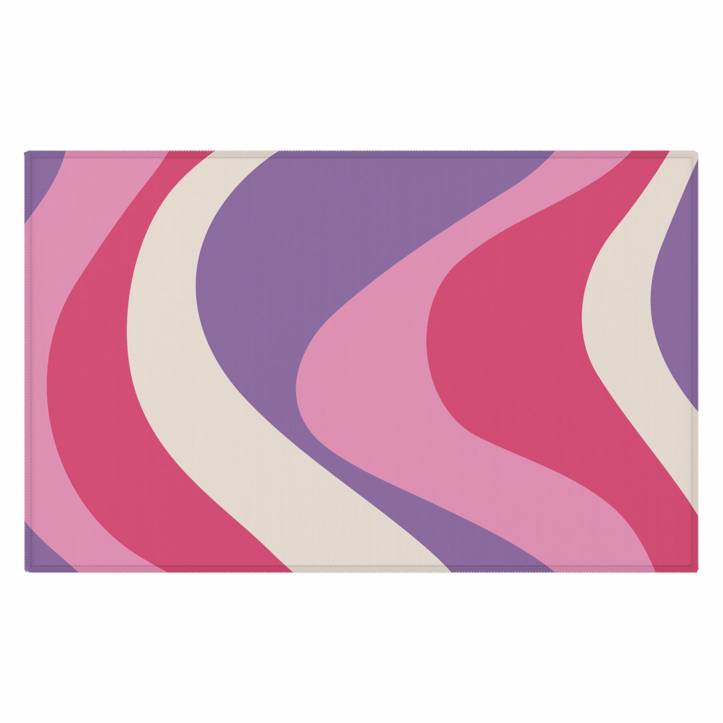 Groovy 60's Retro Mid Century Mod Swirl Pink and Purple Anti-Slip Accent Rug