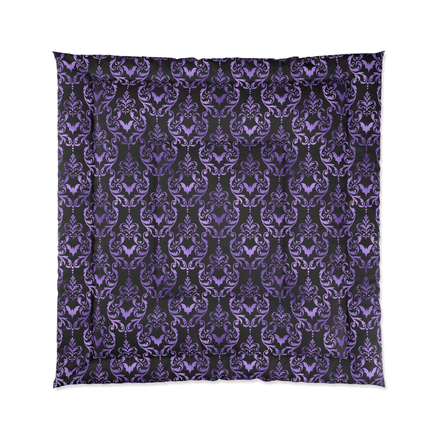 Goth Damask Purple Bat Halloween Glam Goth Black Comforter