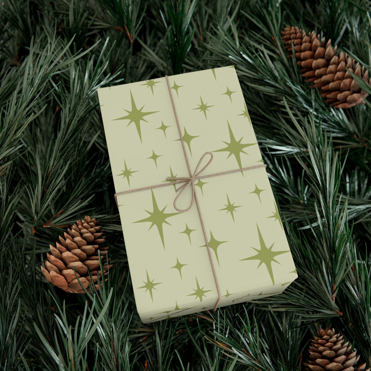Retro 50's Atomic Starburst Mid Century Mod Green Eco-Friendly Gift Wrap