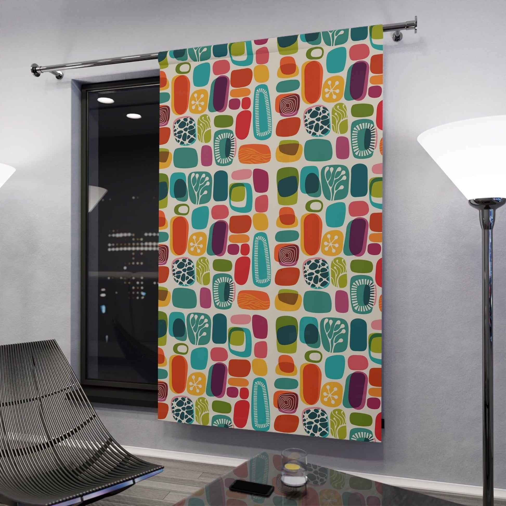 Mid Century Modern 50s 60s Vibrant Abstract Blackout Window Curtain | lovevisionkarma.com