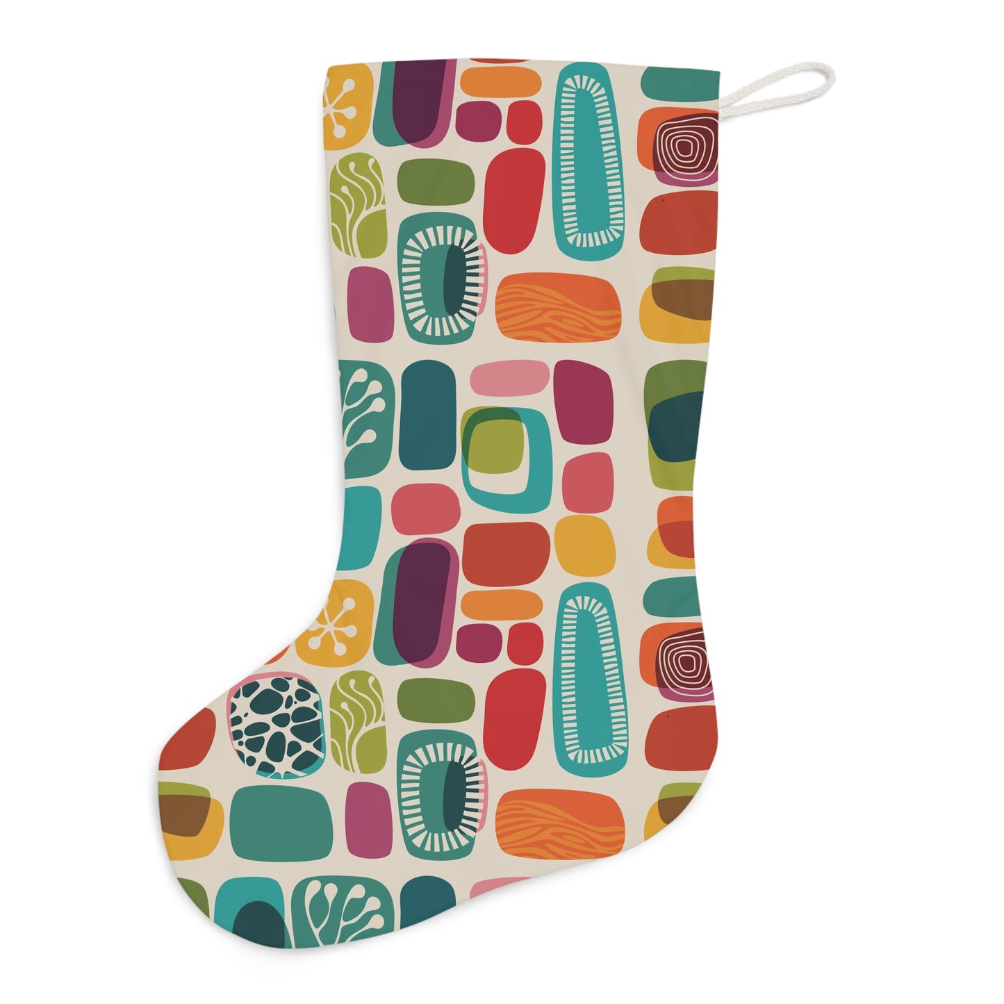 Retro 50s 60s Mid Century Mod Vibrant Abstract Christmas Stocking