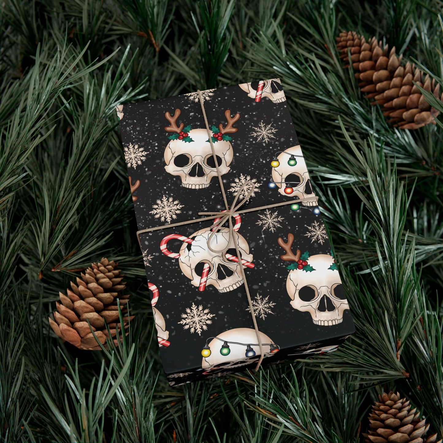 Goth Christmas Skulls, Gothmas & Creepmas Black Eco-Friendly Holiday Gift Wrap