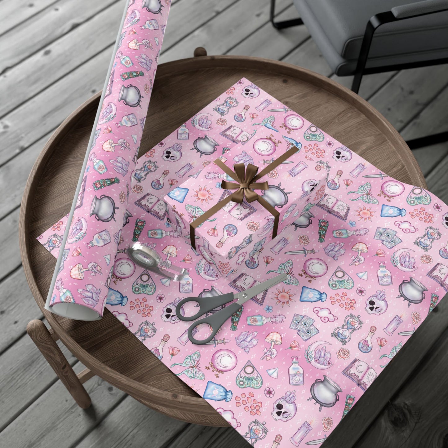 Witchy Pastel Goth Christmas, Kawaii Whimsigoth Pink Eco-Friendly Gift Wrap Paper