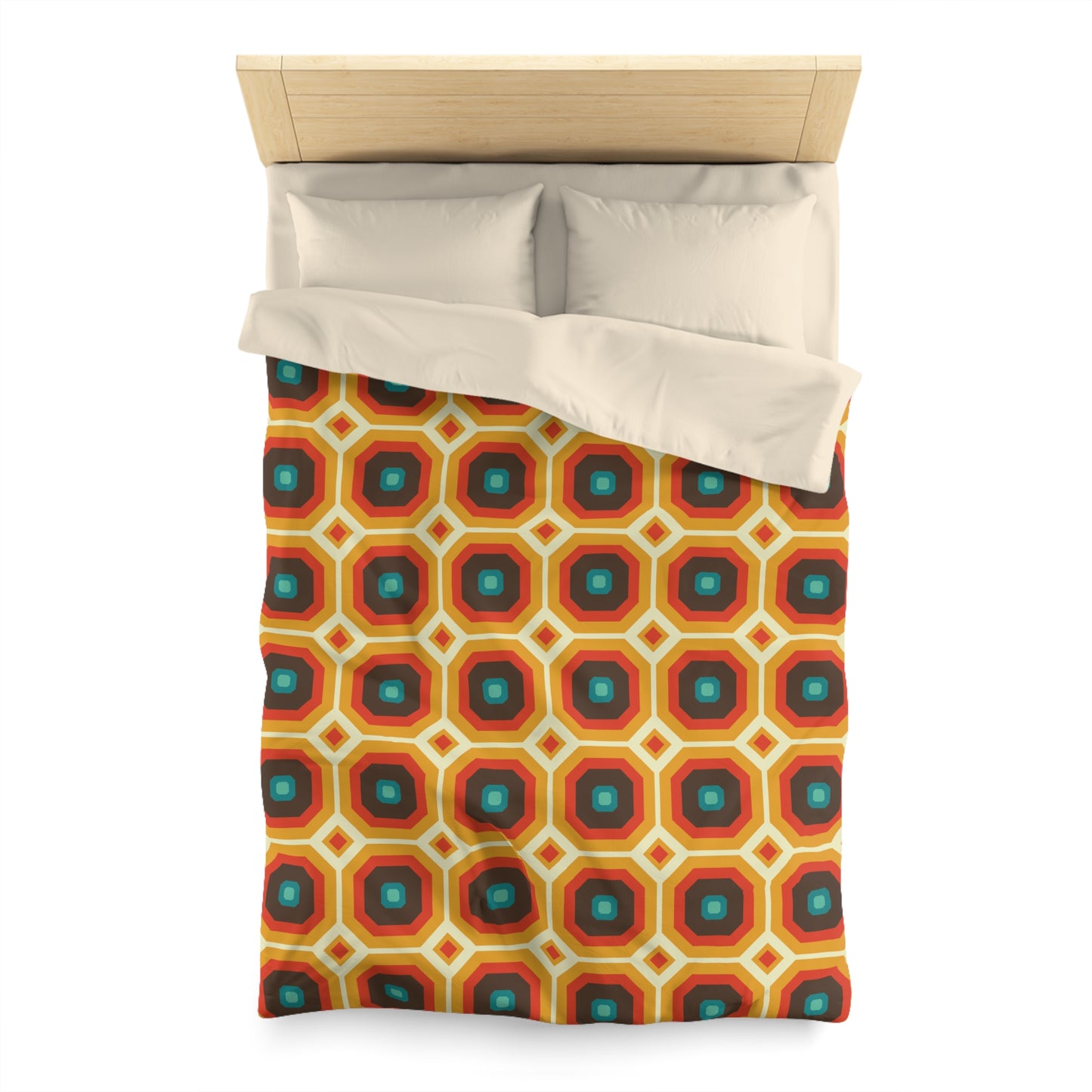 Retro 60s 70s Funky Mid Century Mod Orange & Brown Duvet Cover