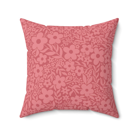 Retro Minimalist Scandi Floral Cottagecore MCM Coral Throw Pillow