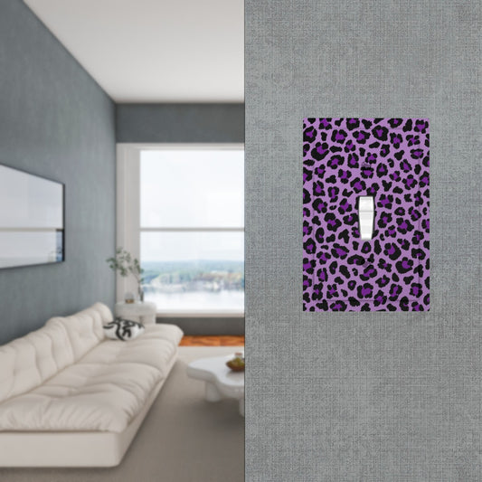 Purple Leopard Spots Cheetah Animal Print MCM Single Toggle Light Switch Cover (1-Gang Wall Plate)