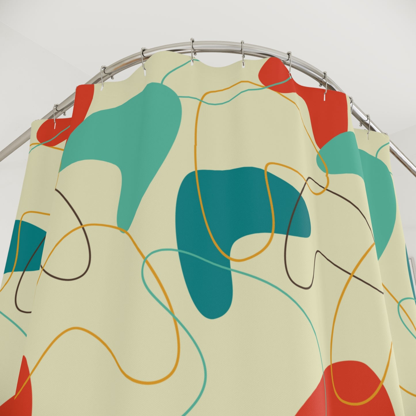 Retro 50's Atomic Boomerangs Mid Century Multicolor Shower Curtain