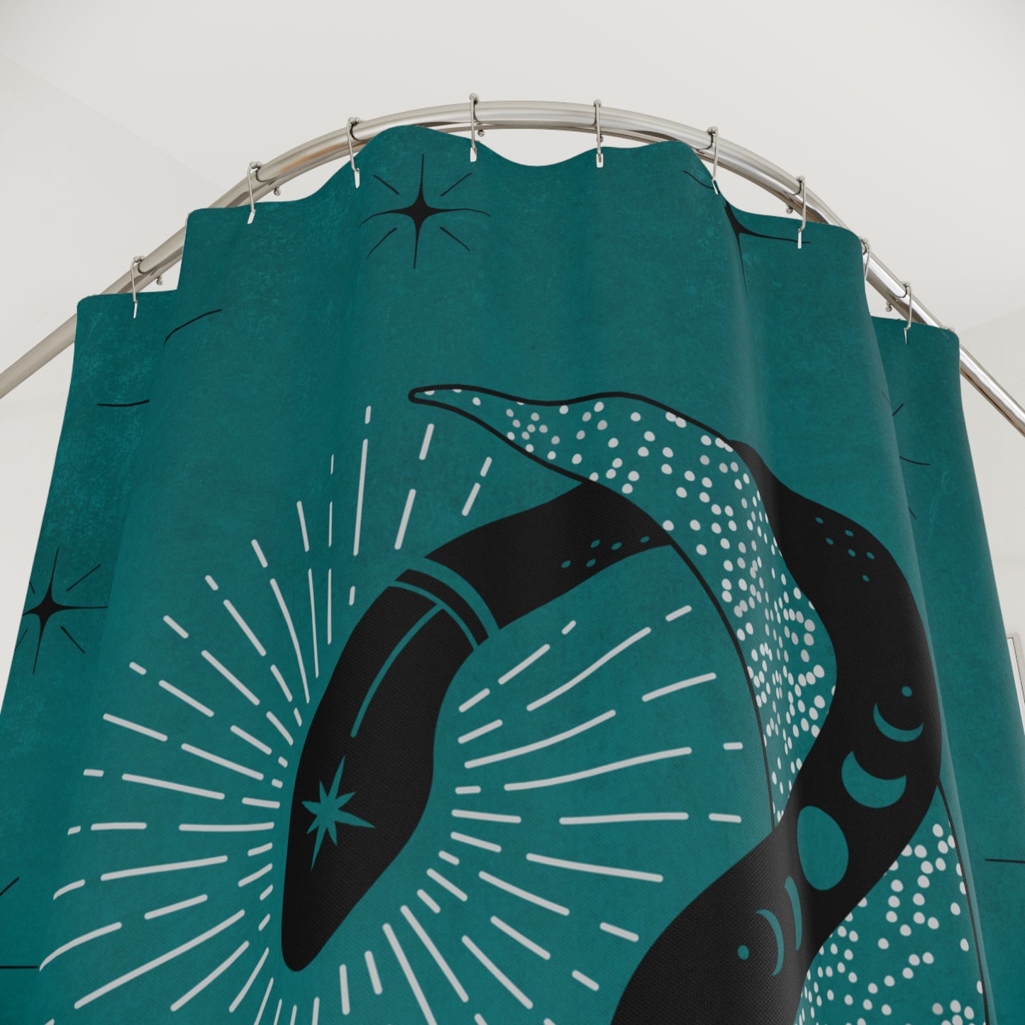 Mystical Snake Boho Moon Celestial Shower Curtain