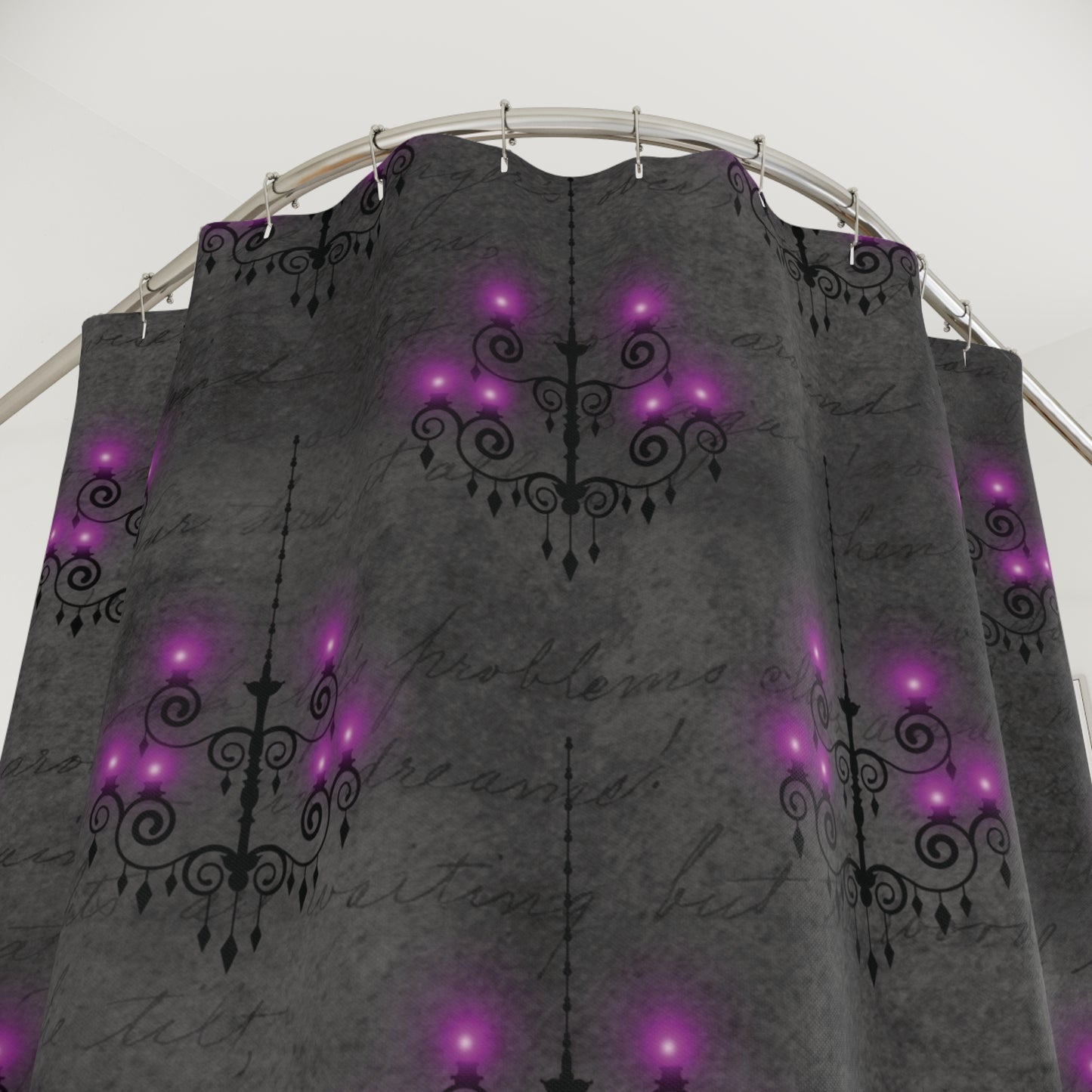 Eerie Chandeliers Purple & Grey Halloween Shower Curtain