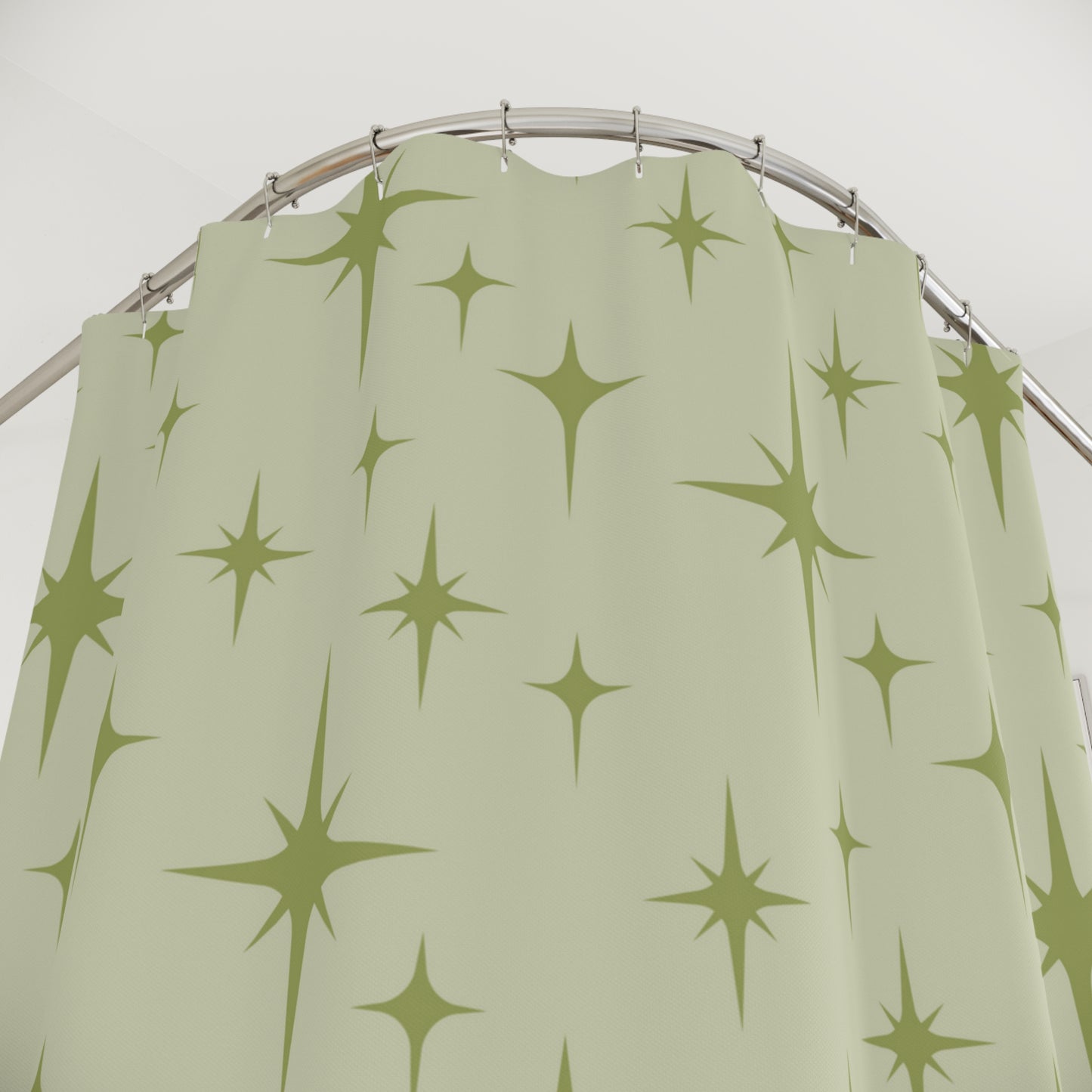 Retro 50s Atomic Starburst Green Chartreuse MCM Shower Curtain