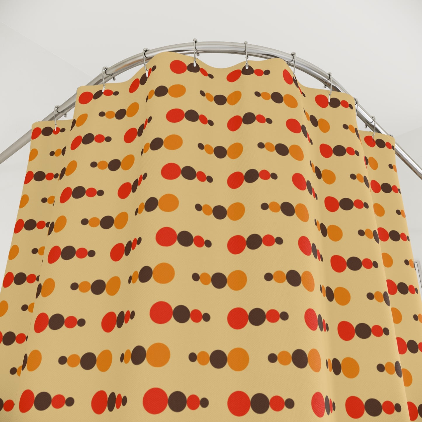 Retro 70's Funky Mid Century Modern Beige, Orange Brown Shower Curtain