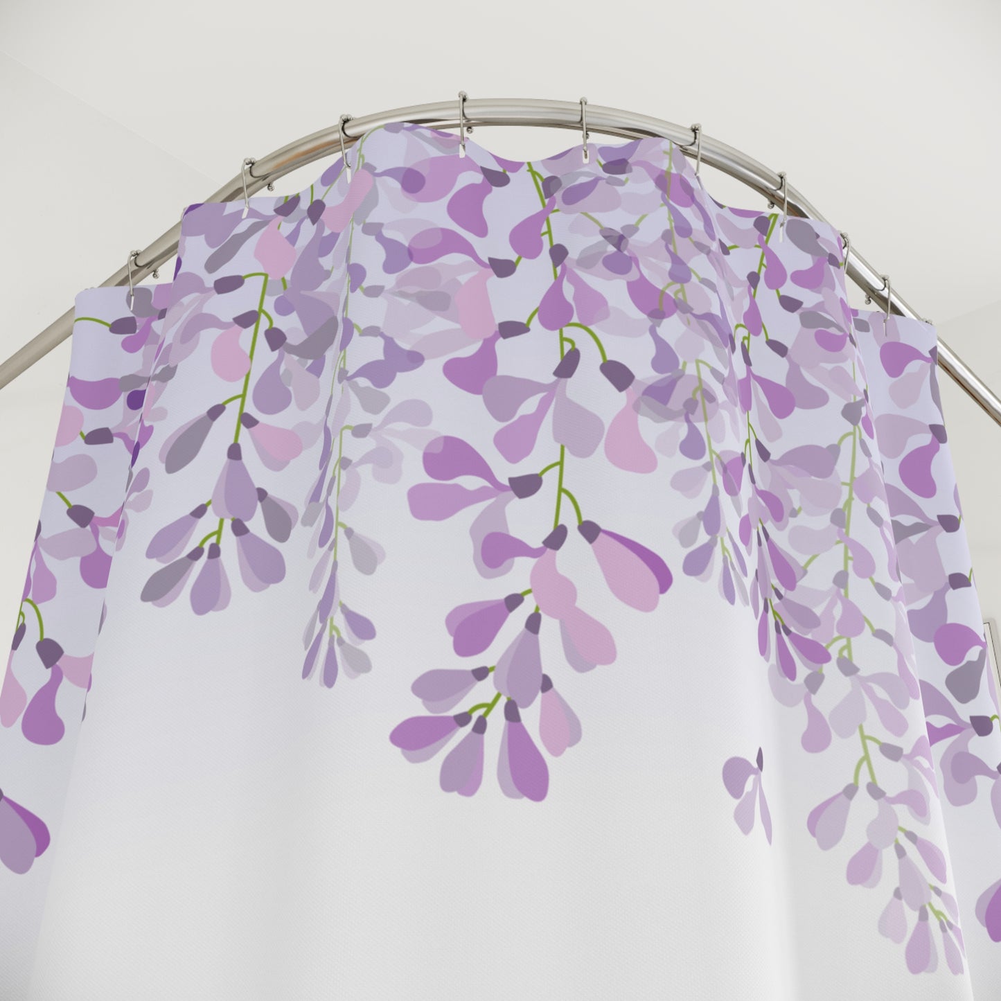 Wisteria Dangling Clusters Botanical Shower Curtain - Purple Hue at the Top