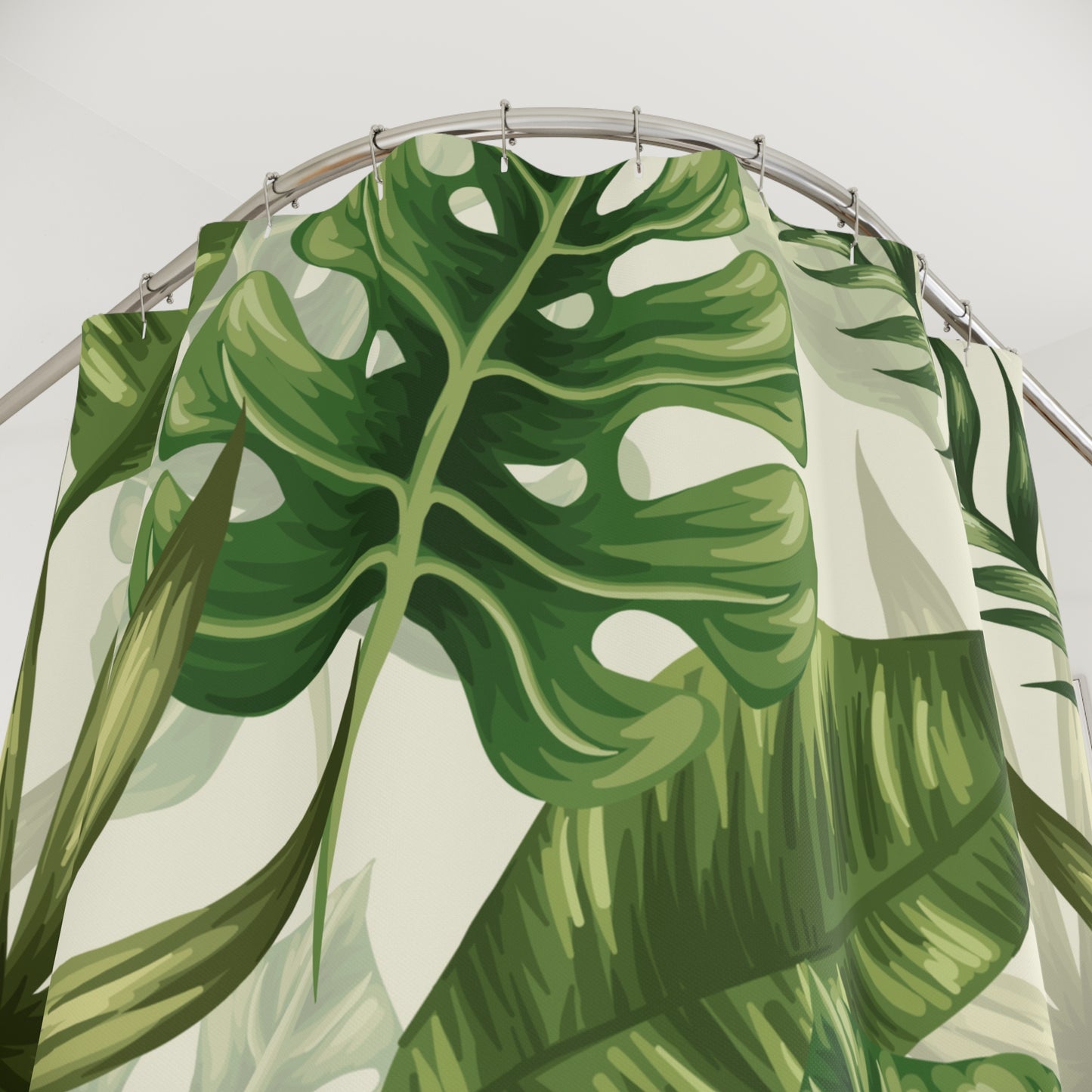 Vintage Monstera & Palm Leaf Tropical MCM Shower Curtain | lovevisionkarma.com