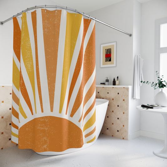 Retro 60s 70s Boho Sunrise MCM Shower Curtain