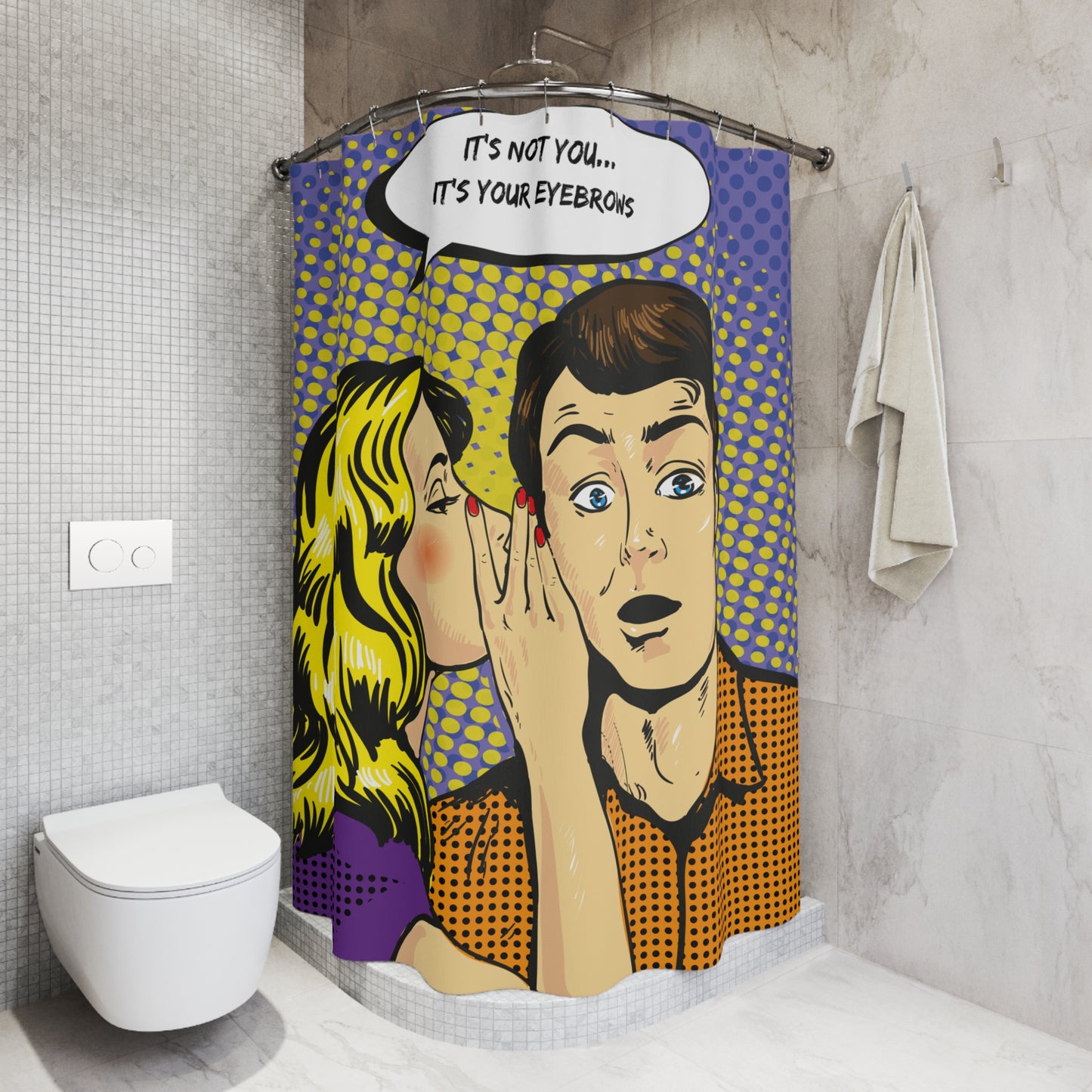 "It's Your Eyebrows" Funny Comic Pop Art Shower Curtain