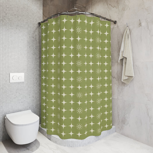 Retro 1950s Mid Century Burst Green Shower Curtain