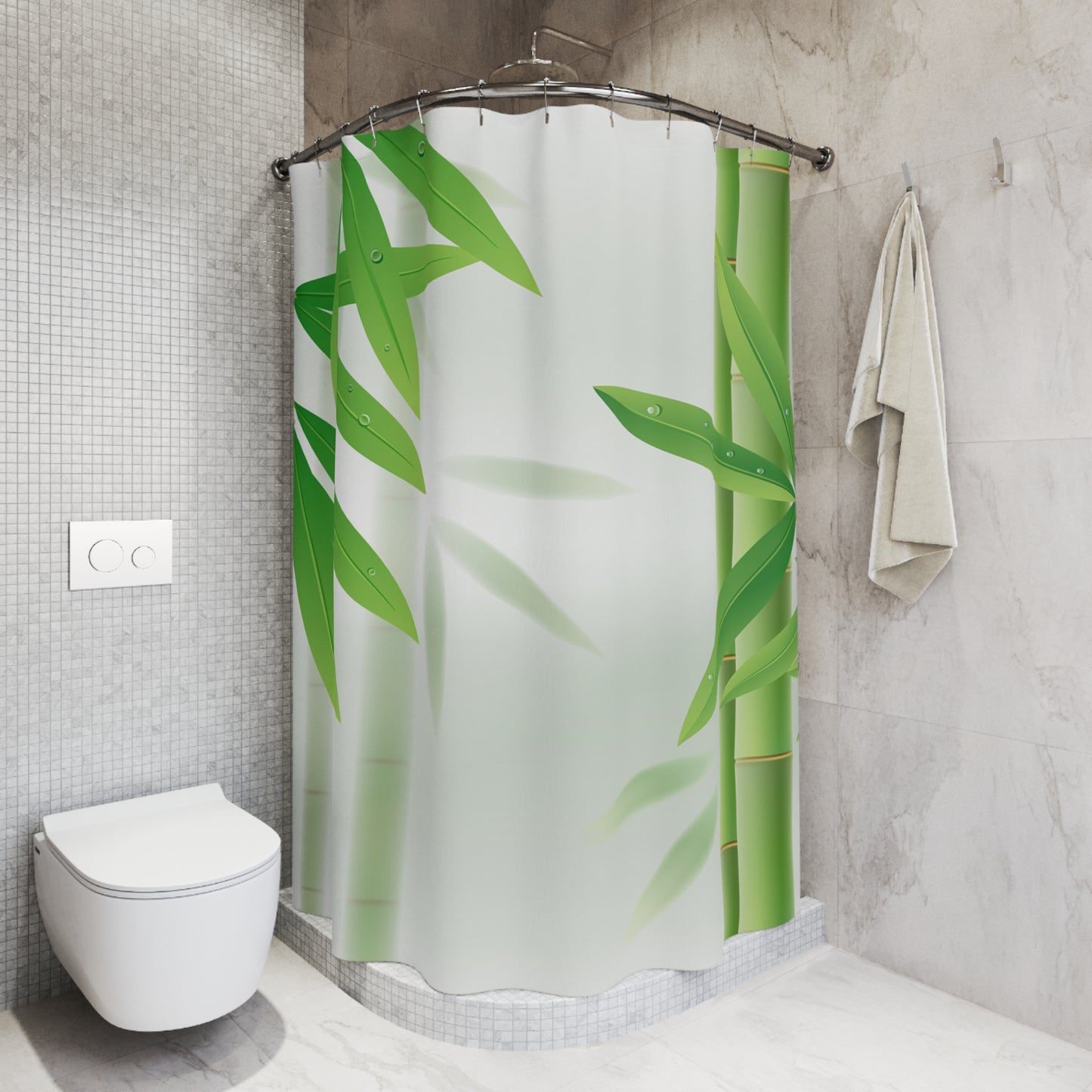 Bamboo Print Botanical Shower Curtain