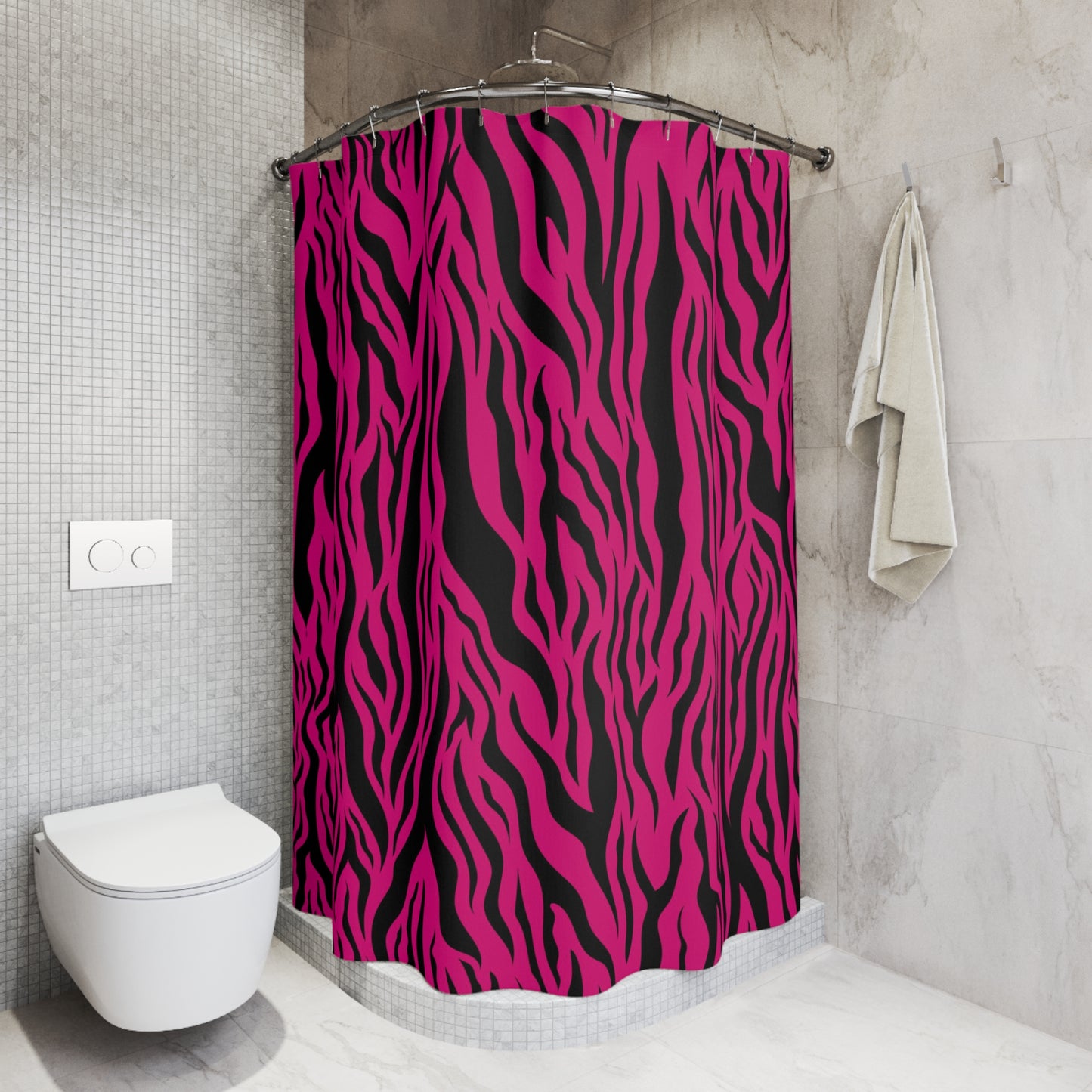 Pink Tiger Stripe Animal Print Shower Curtain