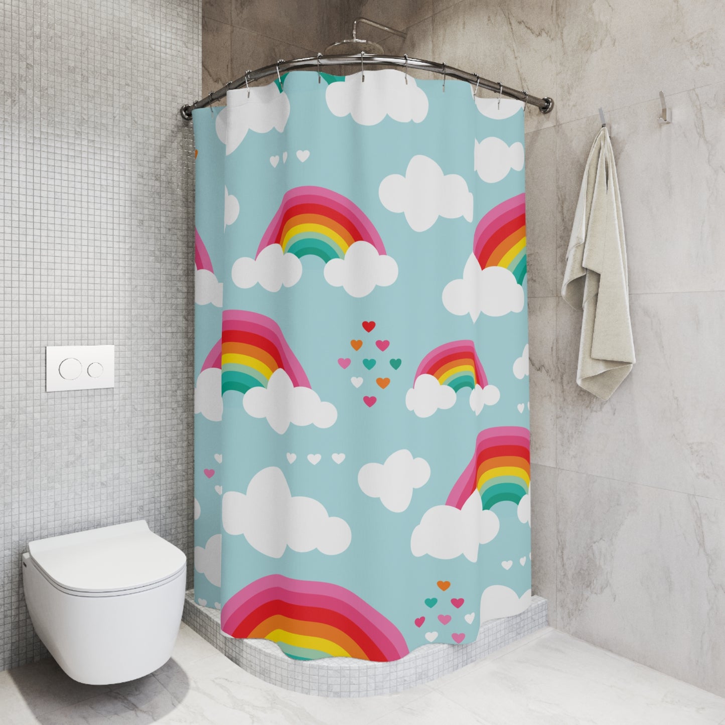 Rainbows and Sky Whimsical Shower Curtain