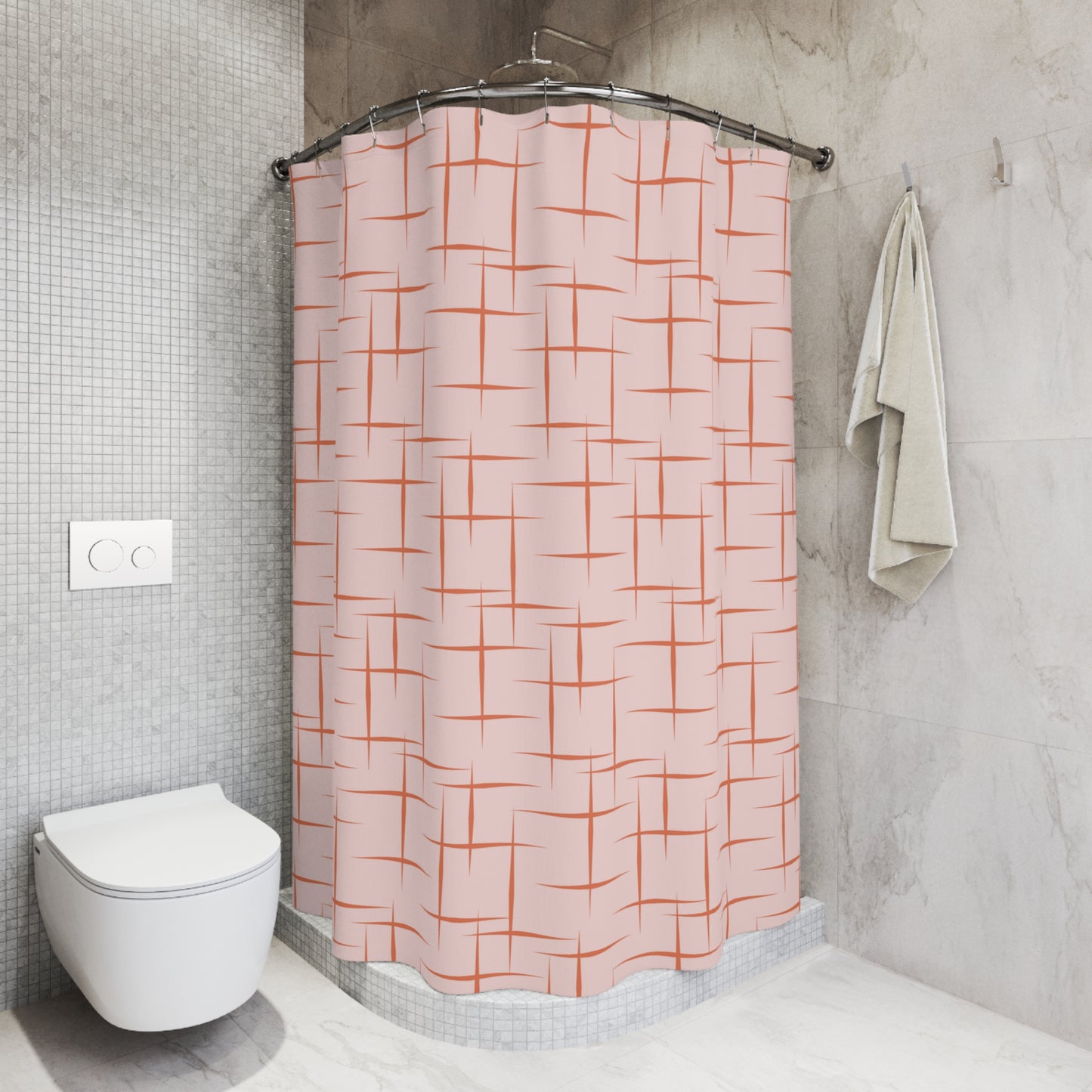 Retro Mid Century Modern 1950s Pink Shower Curtain